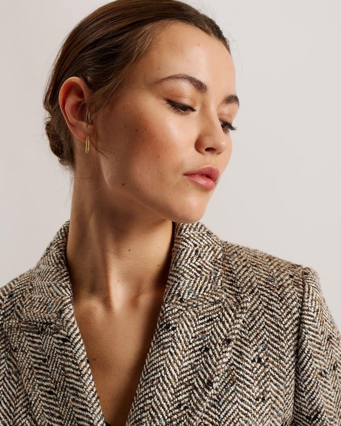 Veste Ted Baker Oversized Herringbone Blazer Beige Femme | LGL-12313185